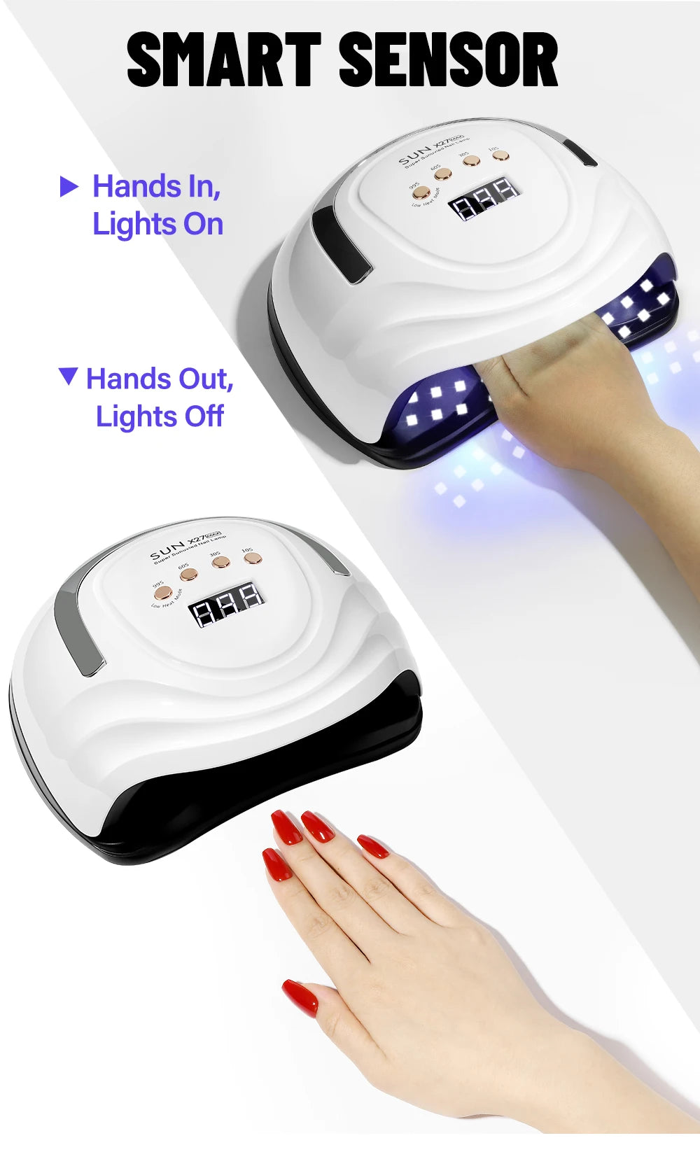 LED Nail Lamp 380W for Gel Nails Fast Curing Dryer with 81 LEDS 4 Timers Professional UV Light for Home Salon Nail Art Tools