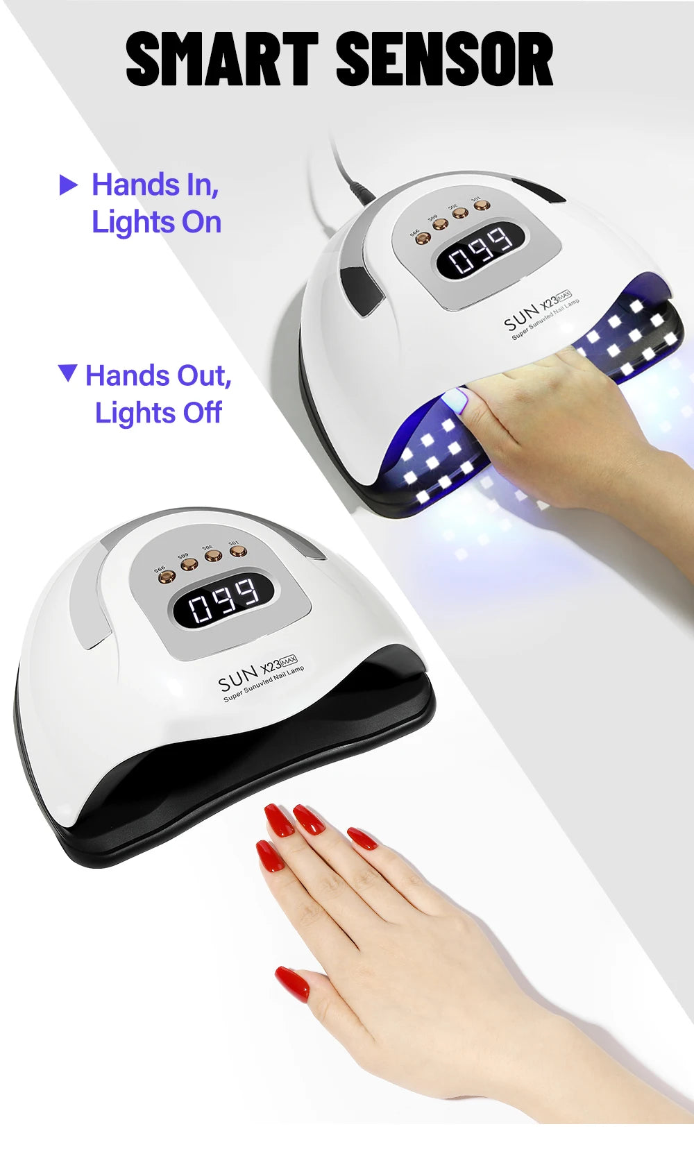 LED Nail Lamp 380W for Gel Nails Fast Curing Dryer with 81 LEDS 4 Timers Professional UV Light for Home Salon Nail Art Tools