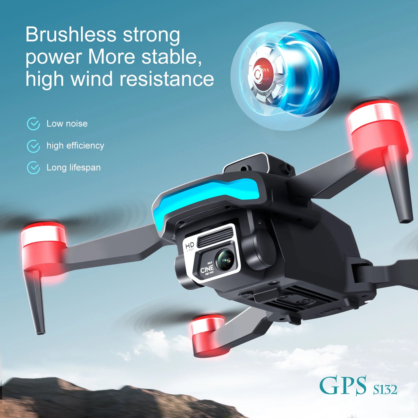 KBDFA S132 Mini Drone GPS 8K Dual Camera HD Obstacle Avoidance Brushless Motor RC Helicopter Professional Quadcopter Dron Toys