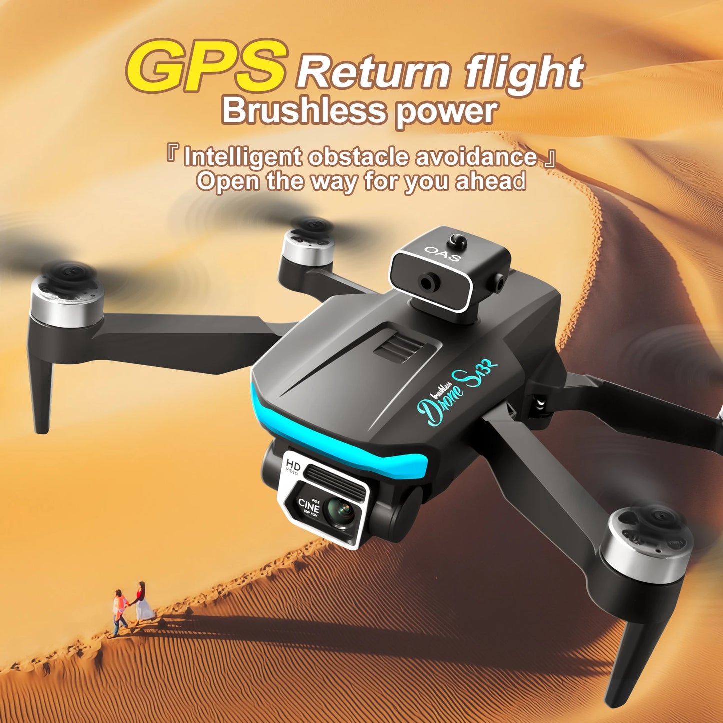 KBDFA S132 Mini Drone GPS 8K Dual Camera HD Obstacle Avoidance Brushless Motor RC Helicopter Professional Quadcopter Dron Toys