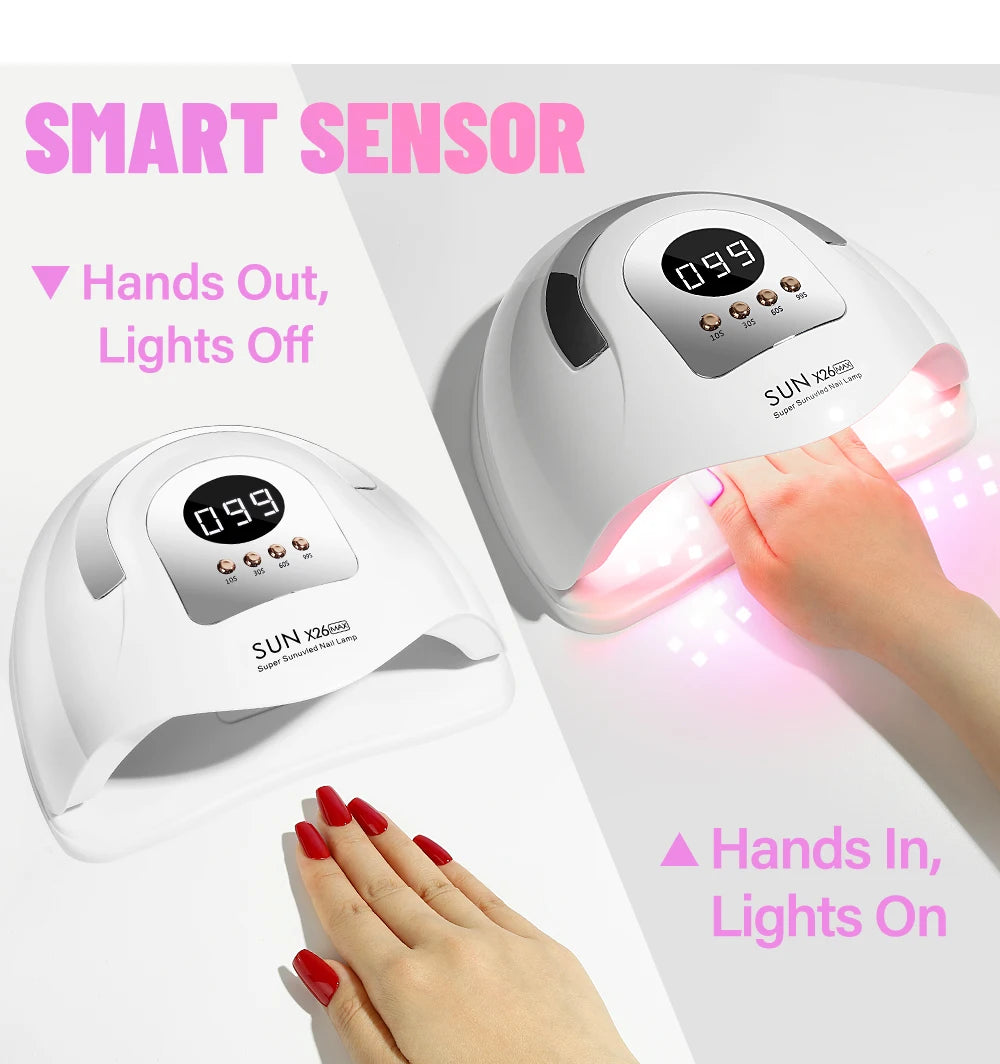 LED Nail Lamp 380W for Gel Nails Fast Curing Dryer with 81 LEDS 4 Timers Professional UV Light for Home Salon Nail Art Tools