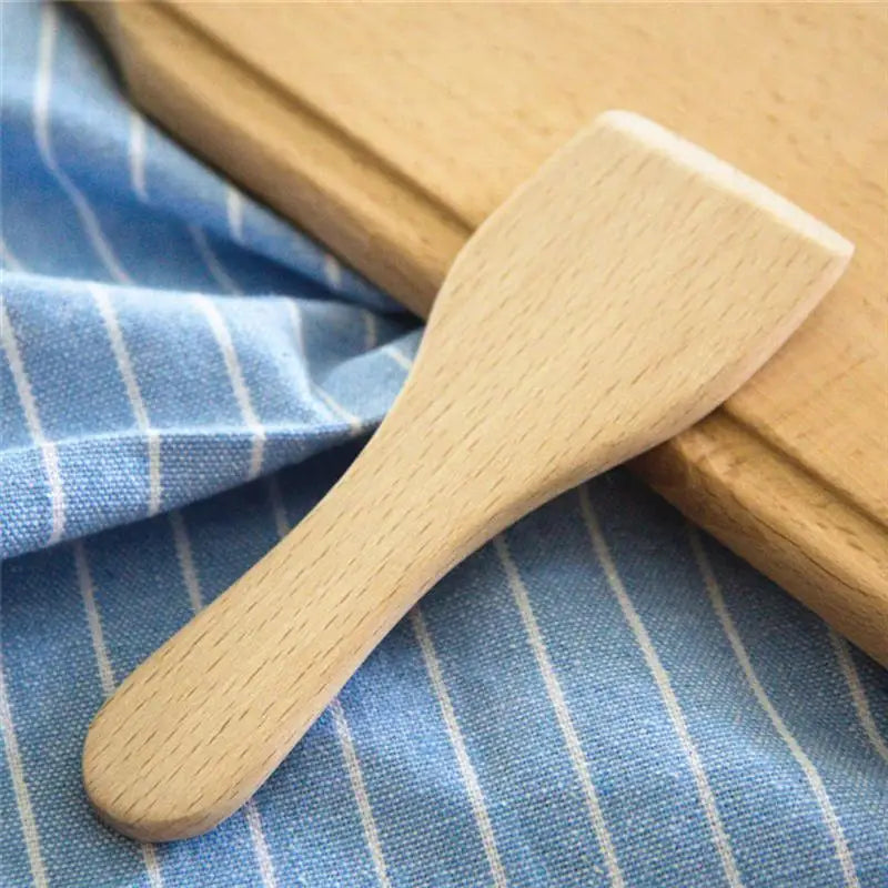 4pcs Small Beech Butter Non-stick Wooden Kitchen Spatula Scraper Kitchen Utensils for Home Camping Restaurant