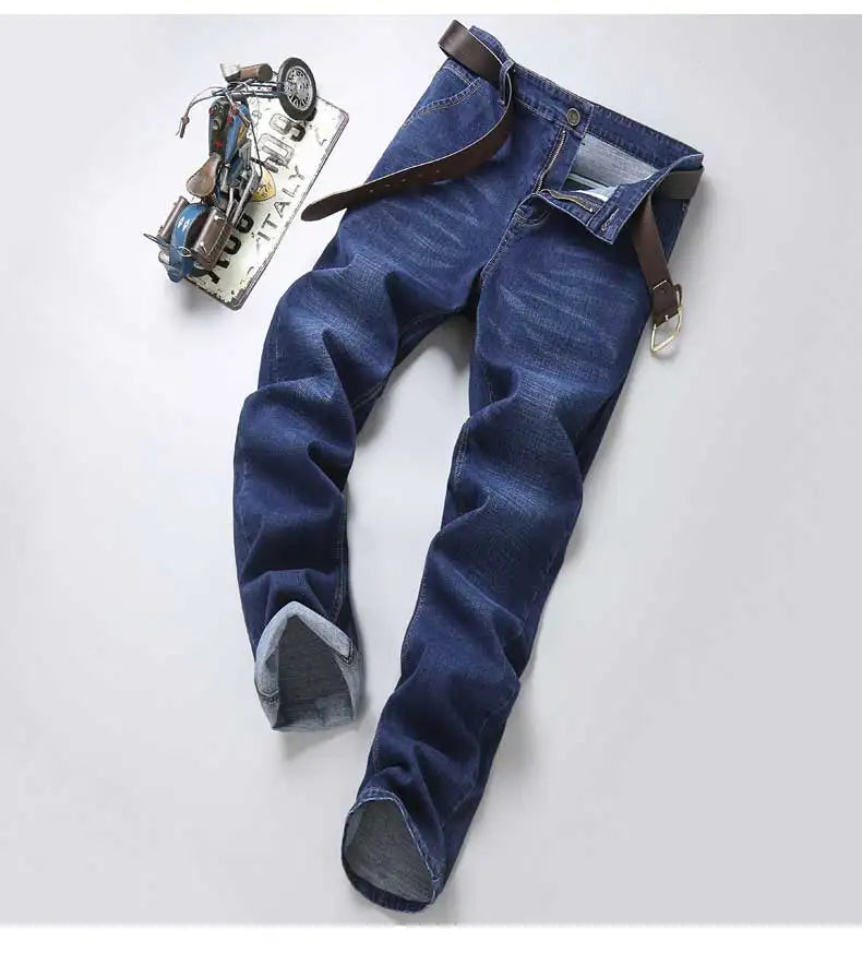 2023 New Men Business Style Slim fit Straight Jeans Fashion Classic Black Blue male Stretch Casual denim trousers Plus Size28-40