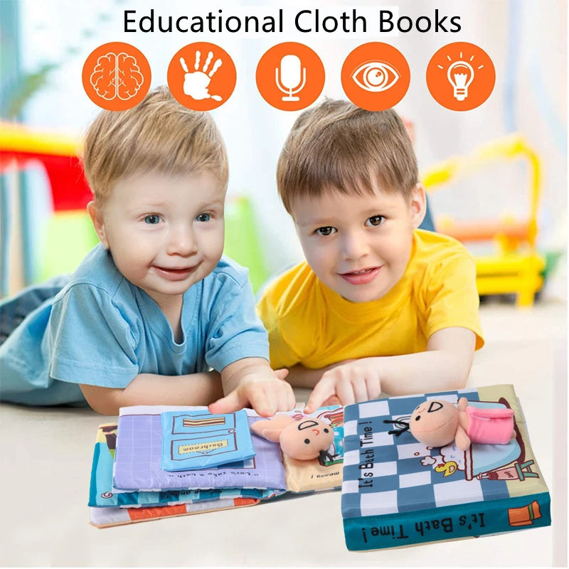 Baby Puzzle Fabric Books Parent-Child Interaction Early Learning Cloth Book 0-12 Months Ring Paper Develop Cognize Reading Toys