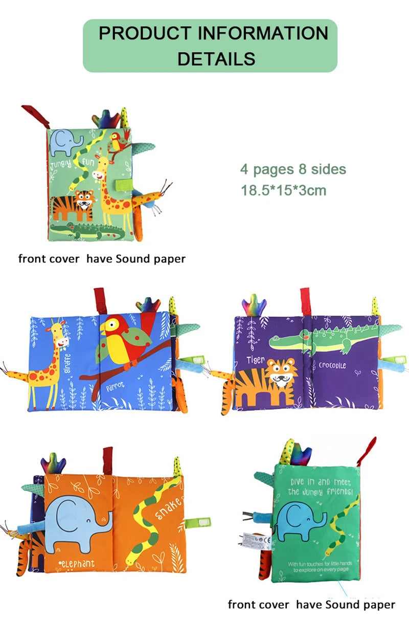 Baby Puzzle Fabric Books Parent-Child Interaction Early Learning Cloth Book 0-12 Months Ring Paper Develop Cognize Reading Toys