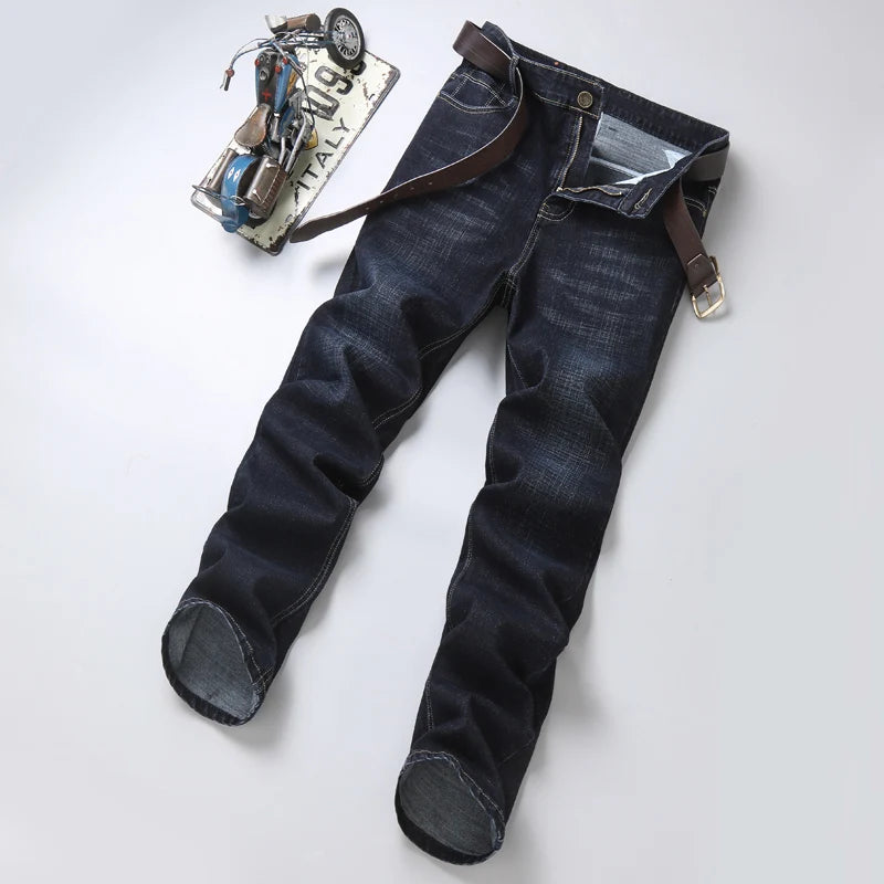 2023 New Men Business Style Slim fit Straight Jeans Fashion Classic Black Blue male Stretch Casual denim trousers Plus Size28-40