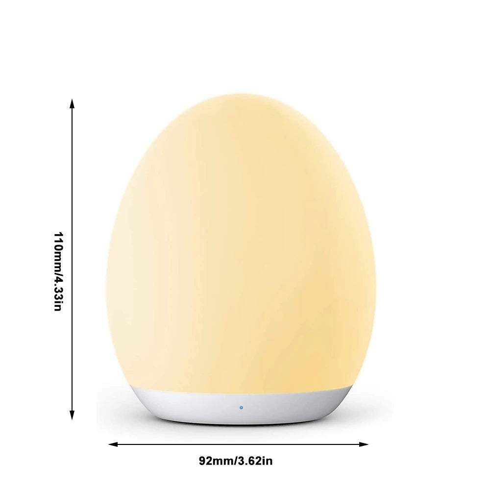 LED Children Night Light Egg Shape Soft Silicone USB Rechargeable Bedroom Decor Gift For Kids Sleeping Eye Protection Touch Lamp