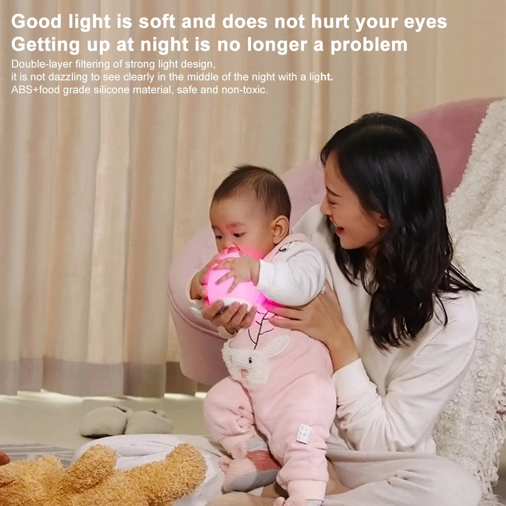 LED Children Night Light Egg Shape Soft Silicone USB Rechargeable Bedroom Decor Gift For Kids Sleeping Eye Protection Touch Lamp