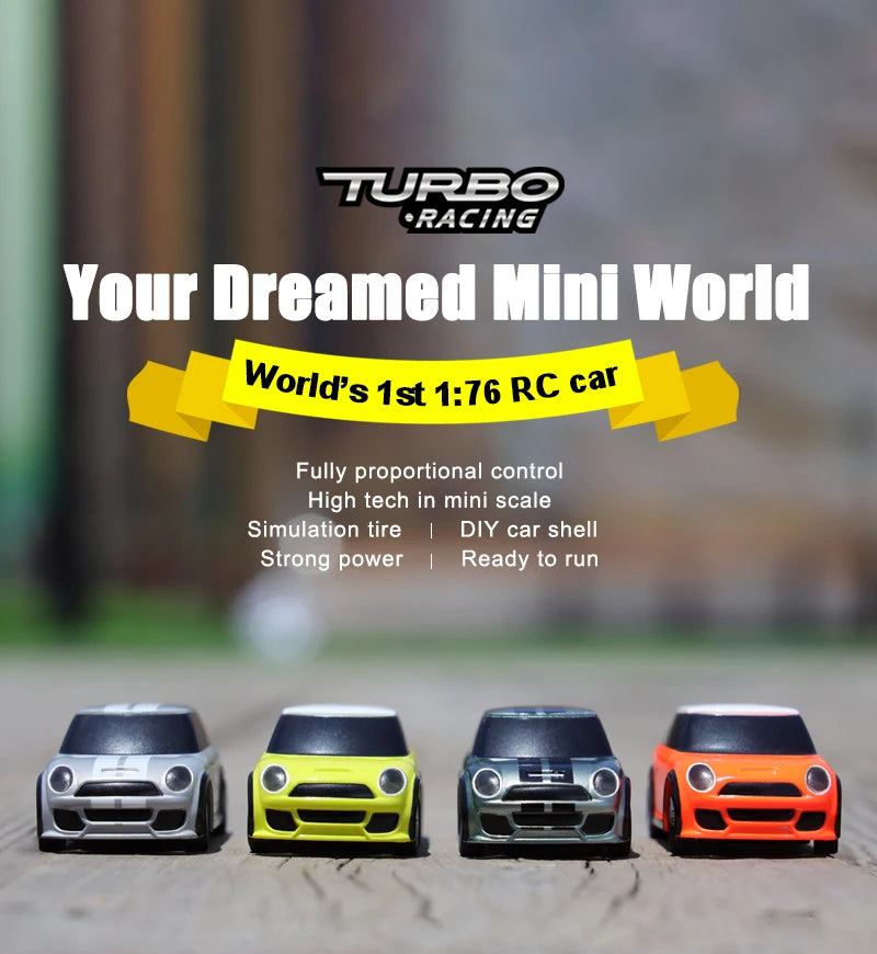 Turbo Racing 1:76 RC Car Mini Full Proportional VT System NOT WITH REMOTE Patent Electronic Race Car Toys For Kids and Adults