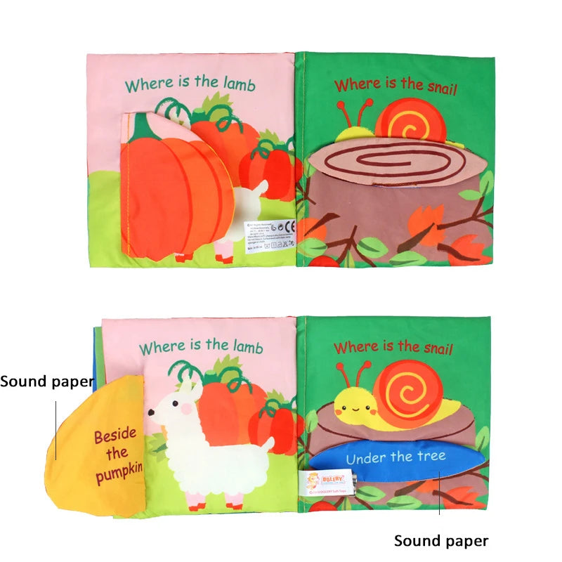 Baby Puzzle Fabric Books Parent-Child Interaction Early Learning Cloth Book 0-12 Months Ring Paper Develop Cognize Reading Toys