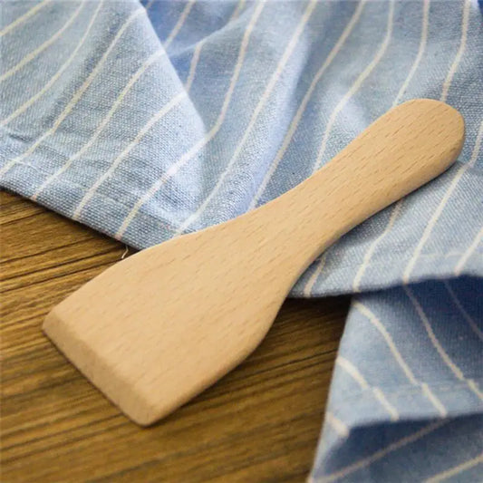 4pcs Small Beech Butter Non-stick Wooden Kitchen Spatula Scraper Kitchen Utensils for Home Camping Restaurant