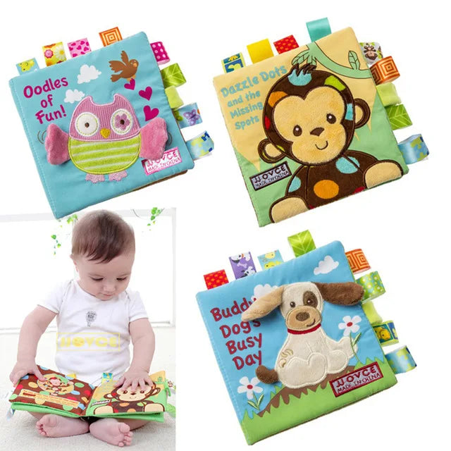 Cribe Baby Rattles Toys Animals Recognize Soft Cloth Book For Babies Story Baby Book Infant Educational Develop Toys 0 24 Months