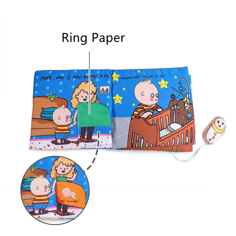 Baby Puzzle Fabric Books Parent-Child Interaction Early Learning Cloth Book 0-12 Months Ring Paper Develop Cognize Reading Toys