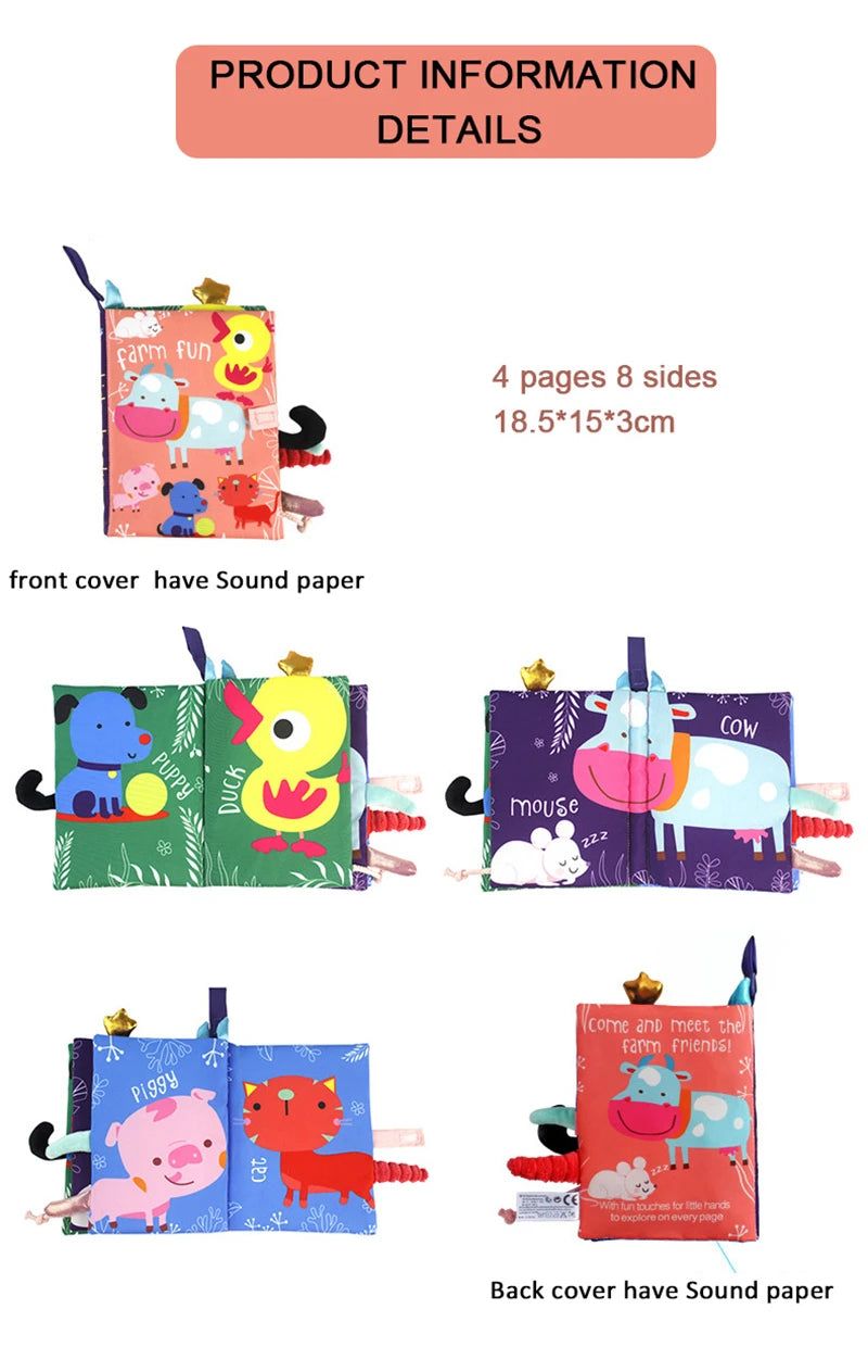 Baby Puzzle Fabric Books Parent-Child Interaction Early Learning Cloth Book 0-12 Months Ring Paper Develop Cognize Reading Toys