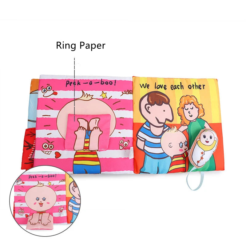 Baby Puzzle Fabric Books Parent-Child Interaction Early Learning Cloth Book 0-12 Months Ring Paper Develop Cognize Reading Toys