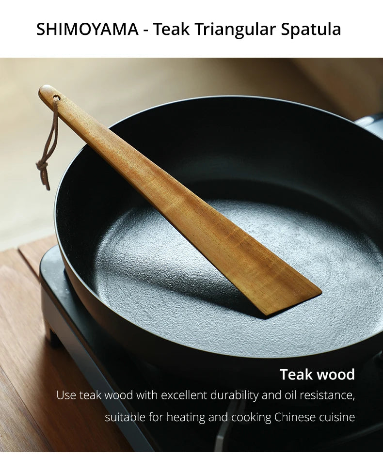 SHIMOYAMA Teak Wood Tableware Spatulas Kitchen Gadgets Triangular Cooking Spatula Portable Outdoor Camping Utensils  Scraper