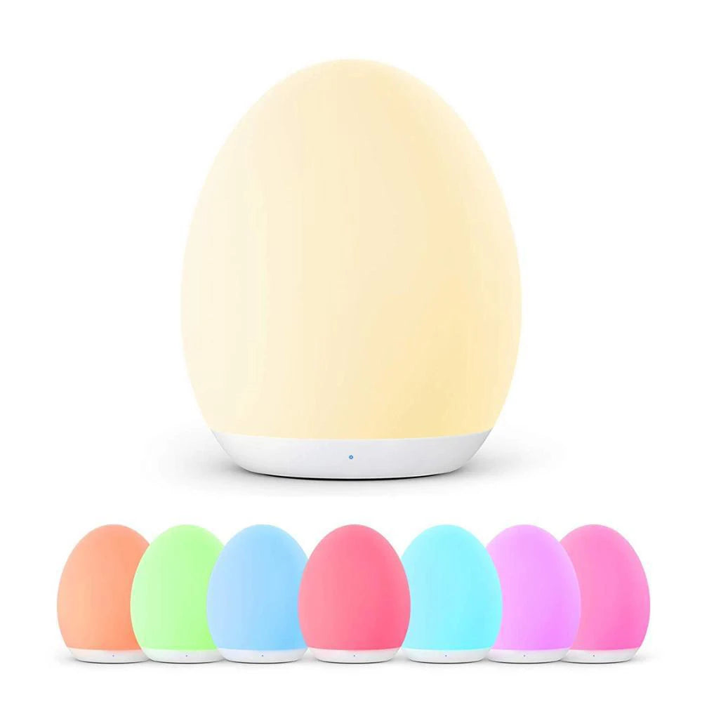 LED Children Night Light Egg Shape Soft Silicone USB Rechargeable Bedroom Decor Gift For Kids Sleeping Eye Protection Touch Lamp