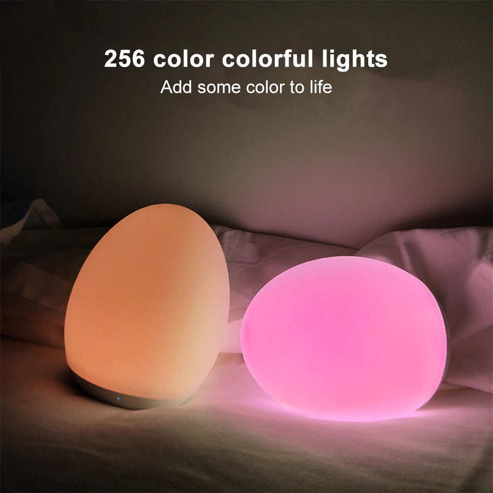 LED Children Night Light Egg Shape Soft Silicone USB Rechargeable Bedroom Decor Gift For Kids Sleeping Eye Protection Touch Lamp