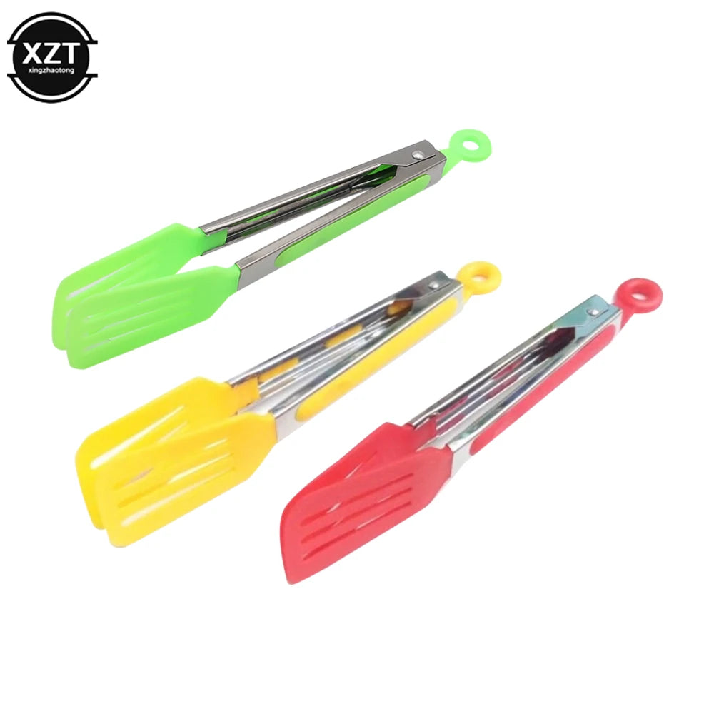 1Pc Nylon Food Tong Stainless Steel Kitchen Tongs Silicone Non-slip Cooking Clip Clamp BBQ Salad Tools Grill Kitchen Accessories