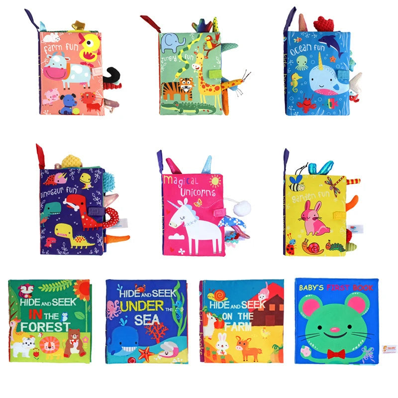 Baby Puzzle Fabric Books Parent-Child Interaction Early Learning Cloth Book 0-12 Months Ring Paper Develop Cognize Reading Toys