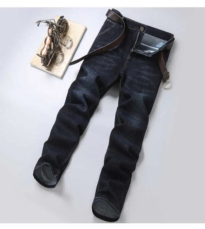 2023 New Men Business Style Slim fit Straight Jeans Fashion Classic Black Blue male Stretch Casual denim trousers Plus Size28-40