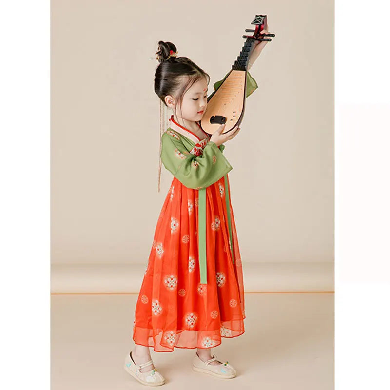 Girls Ethnic Dress Set Bollywood Indian Salwar Kids Performance Cosplay Costume Carnival Outfit