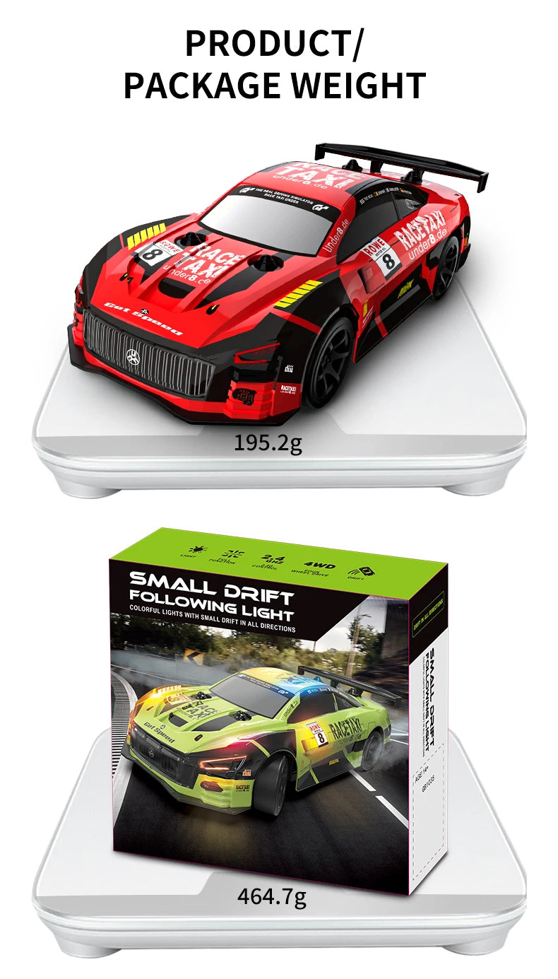 RC Car 4WD Drift Toy 2.4G Remote Control GTR With LED Light RC Drift Car Mini GTR Electric Racing Cars Toys Birthday Gift for Bo