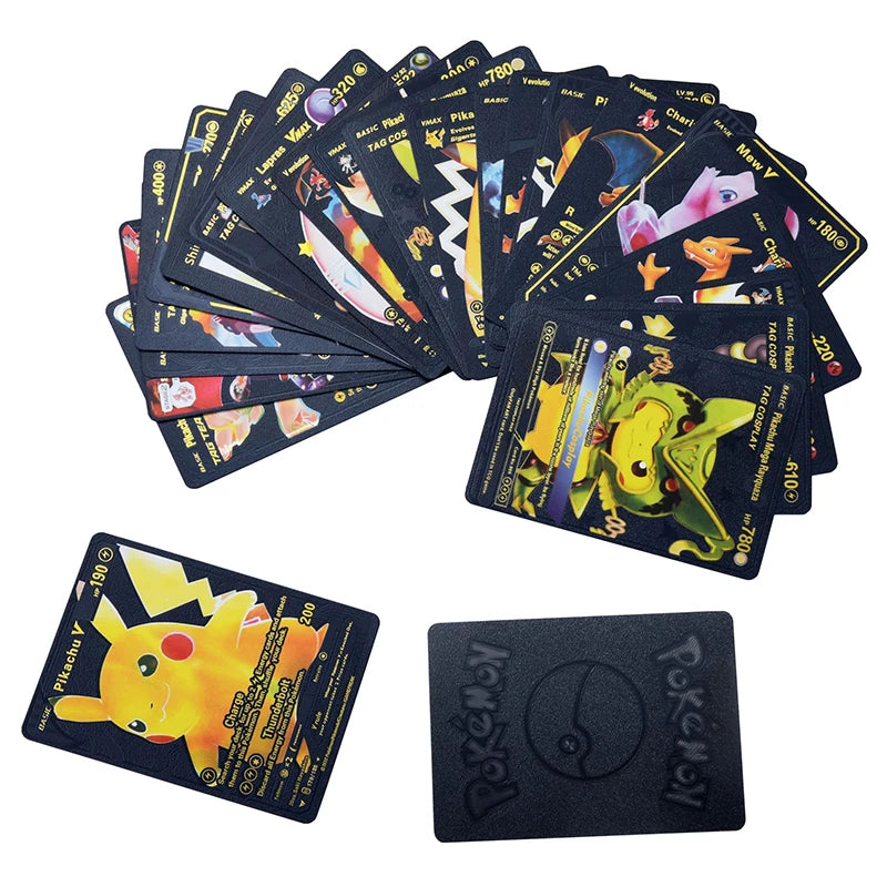 81Pcs Pokemon Francaise German Gold Cards Spanish English Foil Gold Rainbow Cards VMAX EX GX Card Vmax Gx Game Card Child Gifts