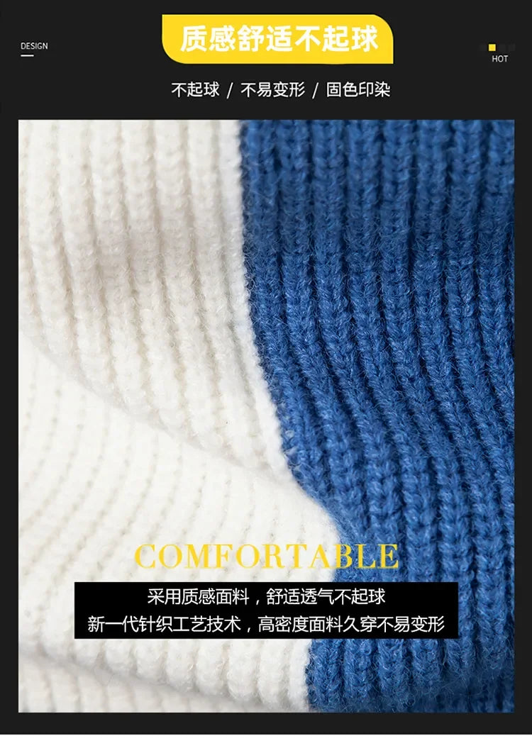 Men's New Autumn and Winter Casual Warm Neck Sweater Knit Pullover Tops  Man Clothes