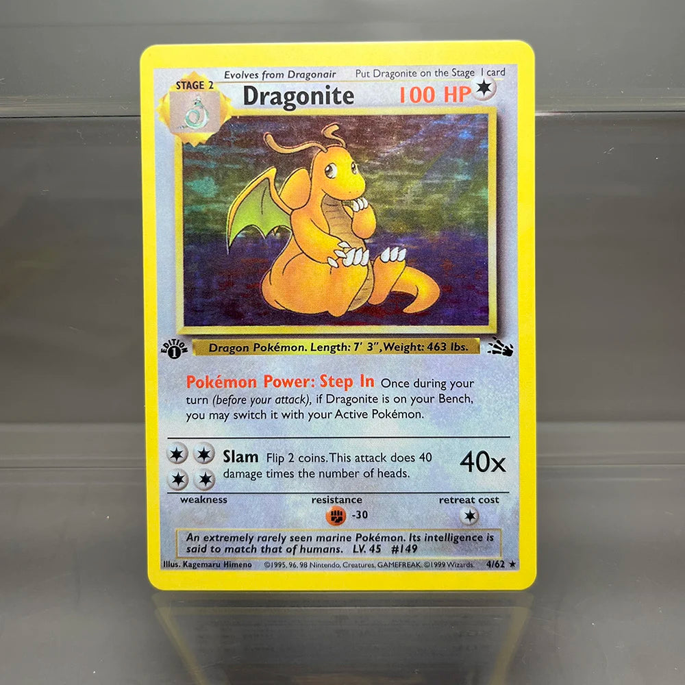 Pokemon 1996 1st Edition Basis Set Foil Flash Charizard Pikachu Alakazam Game Collection Cards Flash Cards Children Game Toys