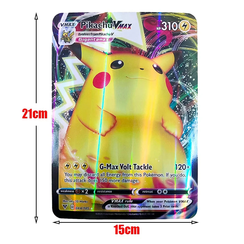 15/30pcs Anime Pokemon Pikachu Cards Shining Vmax Vstar Big Size Collection Battle Trainer Card Children GX VMax Card Toys Gifts