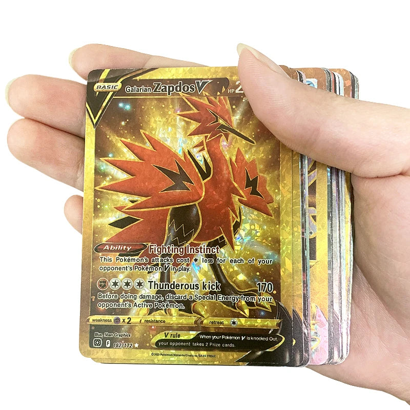 81Pcs Pokemon Francaise German Gold Cards Spanish English Foil Gold Rainbow Cards VMAX EX GX Card Vmax Gx Game Card Child Gifts