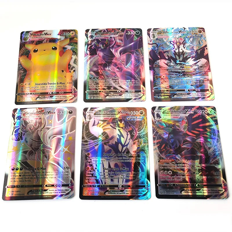 Pokemon Cards Portuguese 40-100pcs GX V Vmax Charizard  Pokemon Pikachu Carte Game Battle Carte Trading Shining Cards