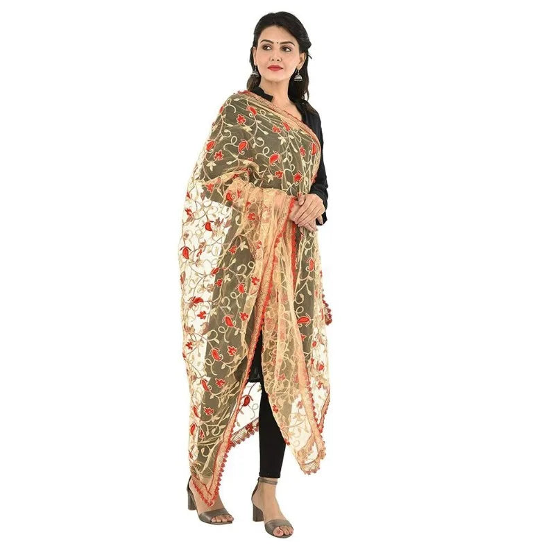 Embroidered Net Dupatta for Womens Sarees for Women in India