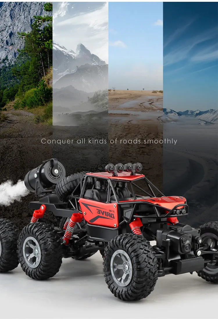 Hot 1: 18 Six Wheel Drive RC CAR Cross-country Climbing Spray Racing Car Remote Control Electric Car Fall Resistant Boy Toy Gift