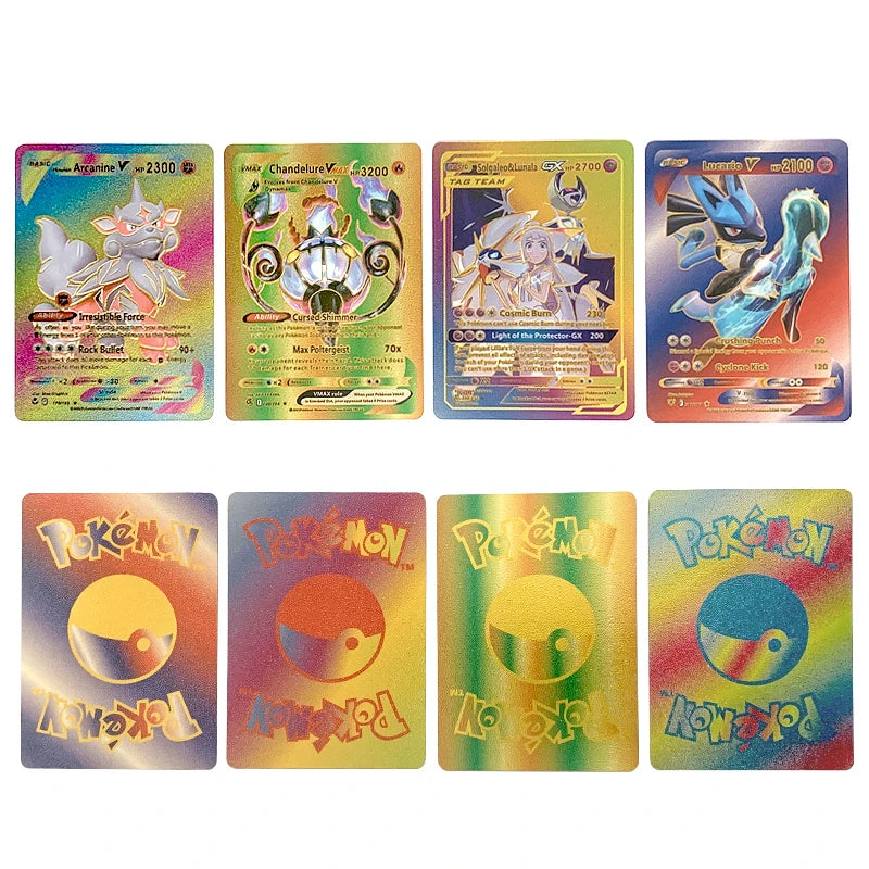 165Pcs Pokemon Gold Foil Card VSTAR VMAX EX GX Cards English French German Spanish Charizard Pikachu Arceus Colour Pokémon Cards