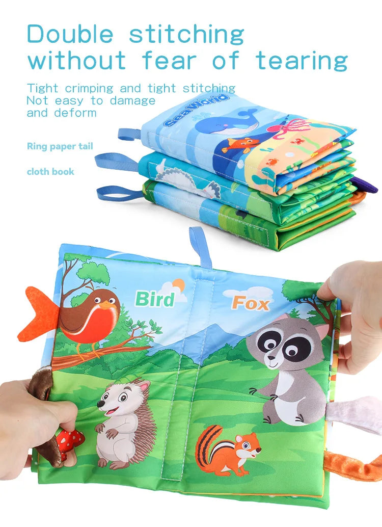 0-36M Baby Early Learning Toy Tail Cloth Book Puzzle Parent-child Interactive Sound Paper Infants Activity Toys for Babies