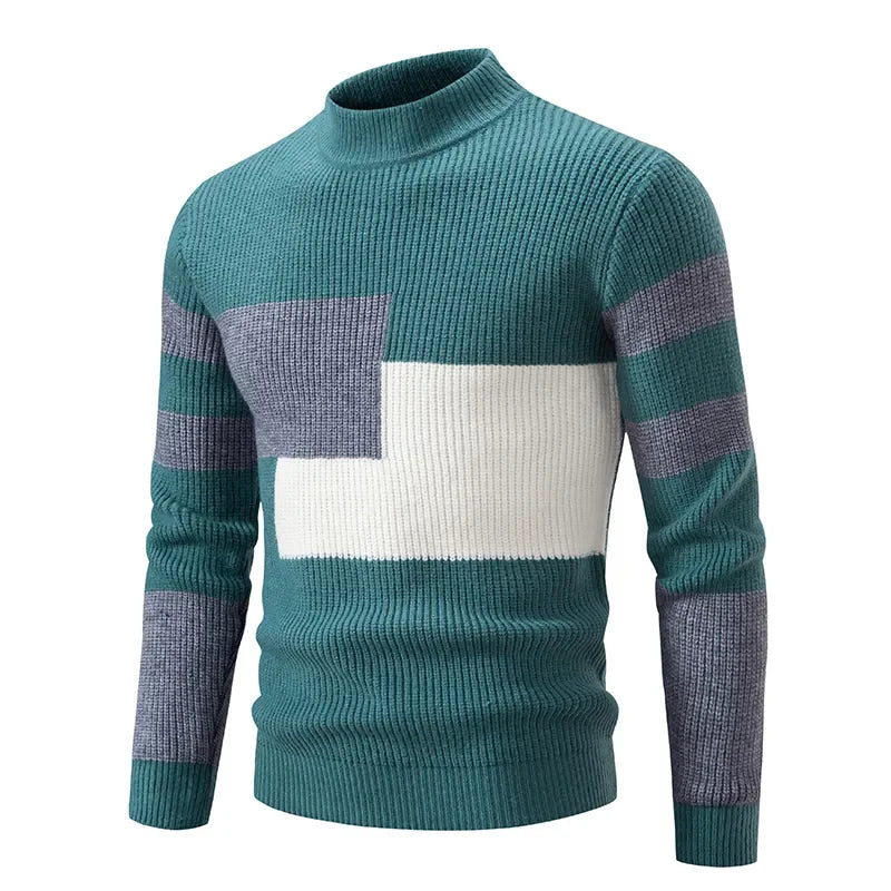 Men's New Autumn and Winter Casual Warm Neck Sweater Knit Pullover Tops  Man Clothes