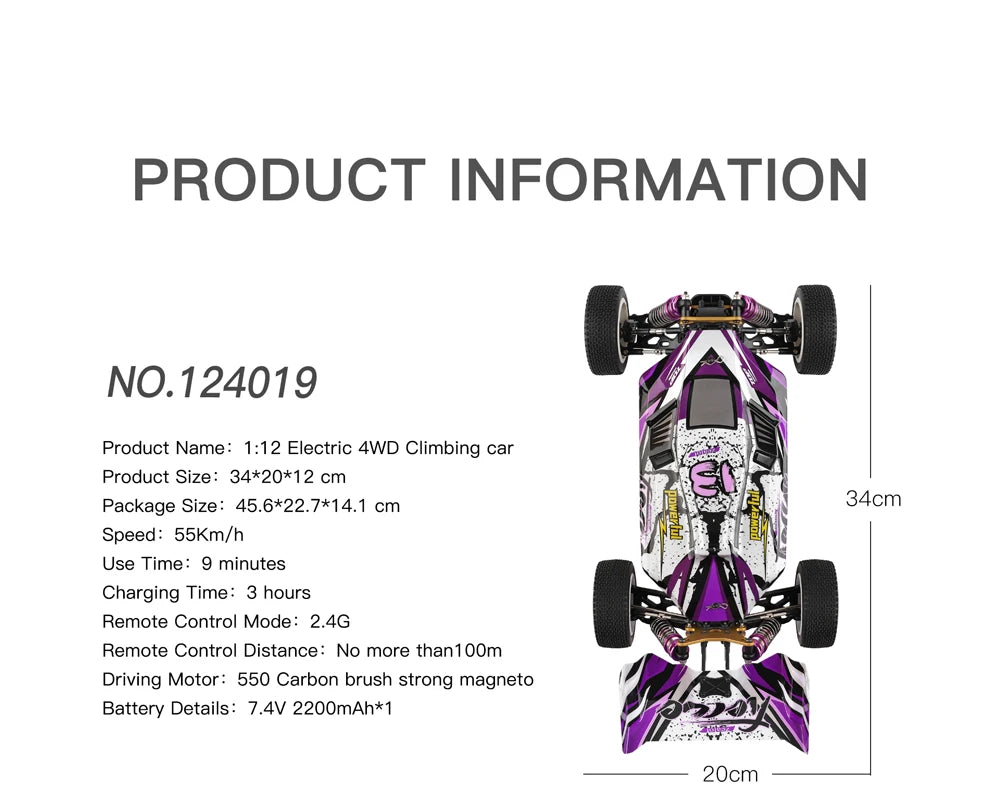 WLtoys 124017 75KM/H 124019 55KM/H 124008 60KM/H 2.4G RC Car Brushless 4WD Electric High Speed Drift Remote Control Toys 3000mAh