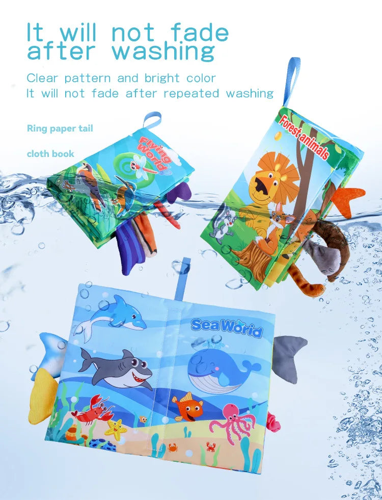 0-36M Baby Early Learning Toy Tail Cloth Book Puzzle Parent-child Interactive Sound Paper Infants Activity Toys for Babies