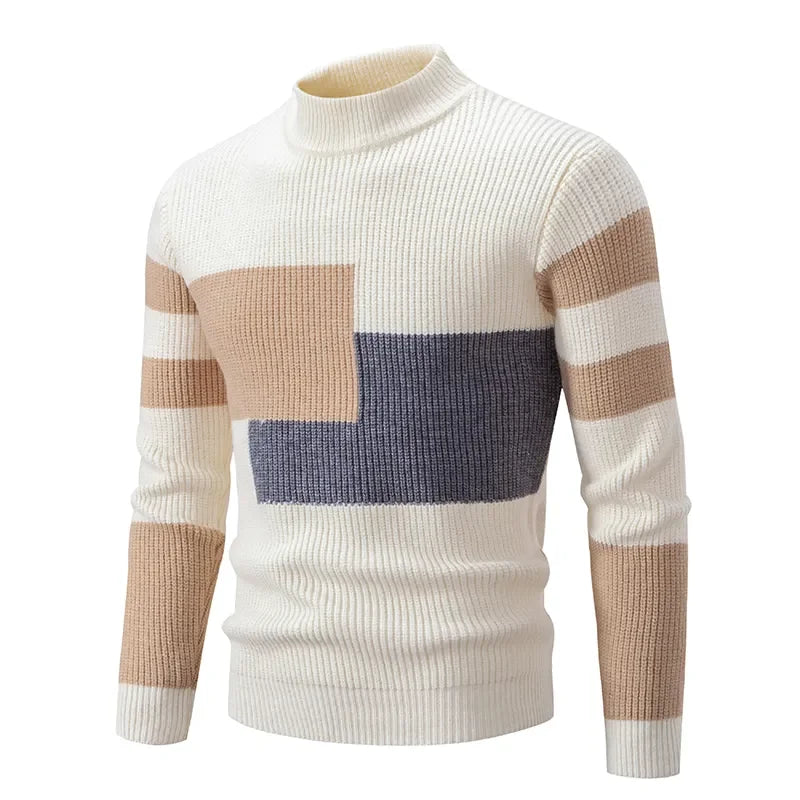 Men's New Autumn and Winter Casual Warm Neck Sweater Knit Pullover Tops  Man Clothes