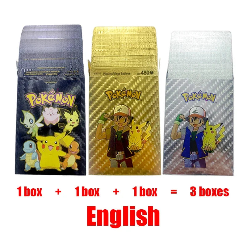 165Pcs Pokemon Gold Foil Card VSTAR VMAX EX GX Cards English French German Spanish Charizard Pikachu Arceus Colour Pokémon Cards