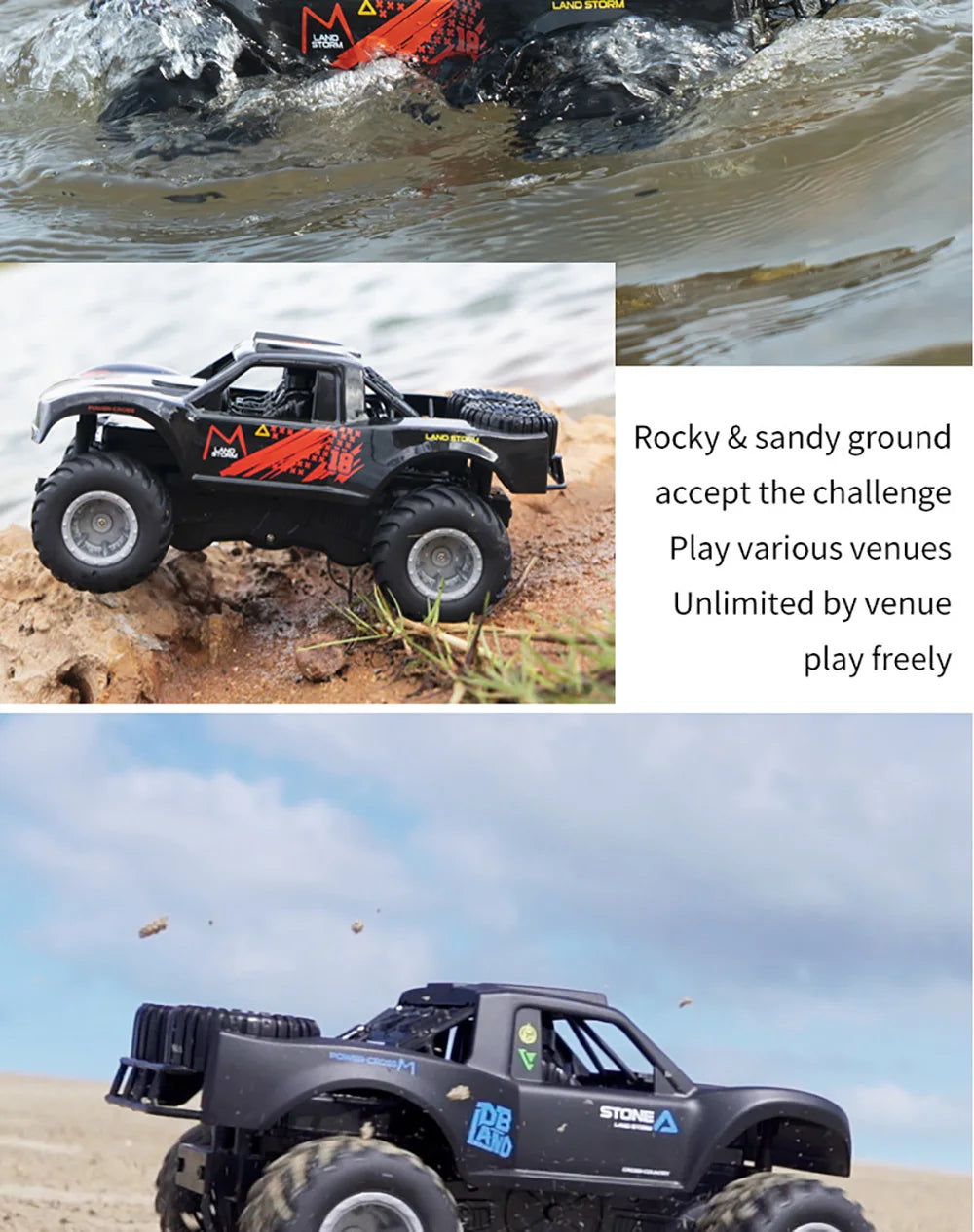 Q156 Amphibious 4WD RC Car 2.4G Off Road Remote Control Cars Waterproof Climbing Vehicle Drift Monster Truck for Kids Toys