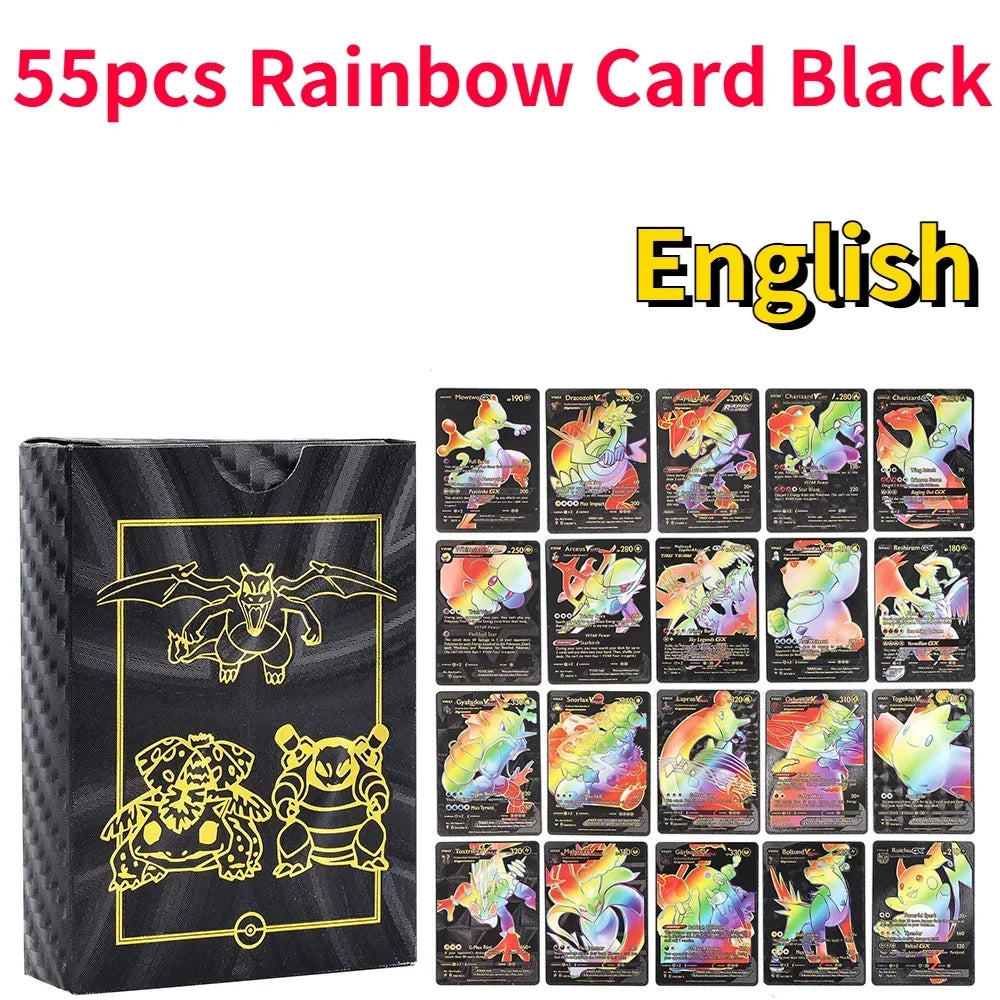 Pokemon Charizard Pikachu German Rose Gold French Colorful Italian Sliver Black Carte Rainbow Collection Card Spanish Letters