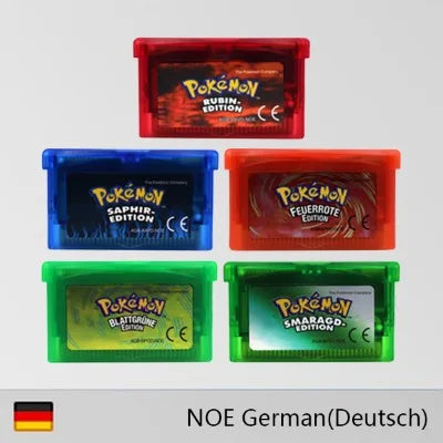 GBA Game Cartridge 32-Bit Video Game Console Card Pokemon Smaragd- Feuerrote Rubin- German Language Shiny Label for GBA NDS