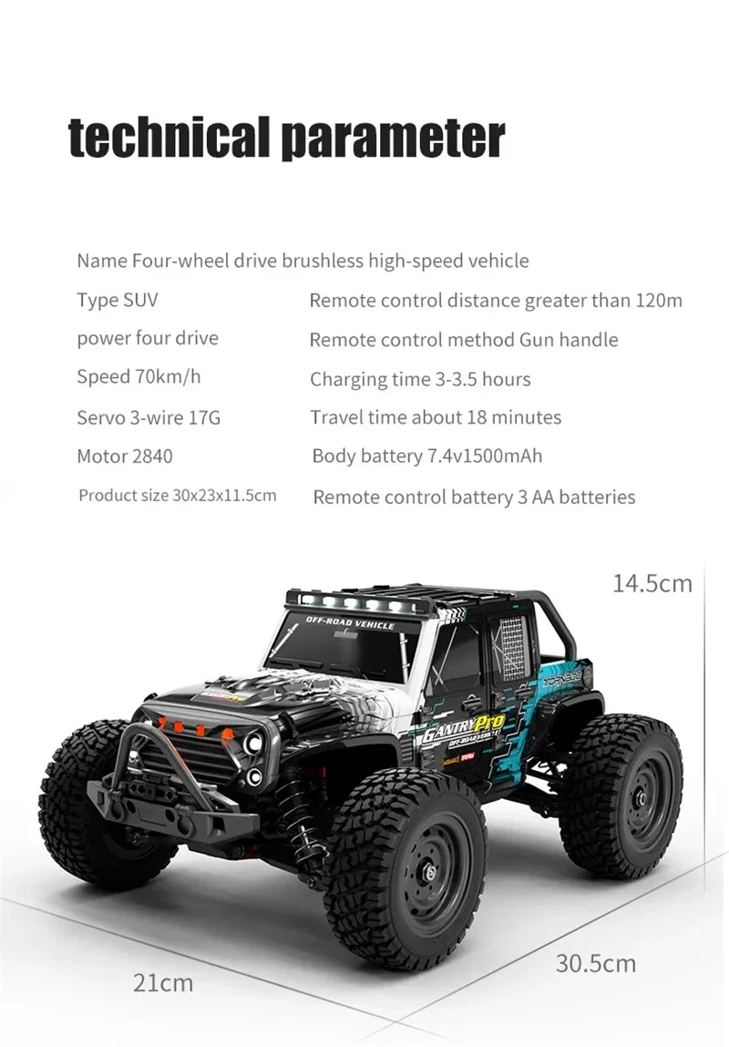 16103PRO 1:16 4WD RC Car with LED 2.4G Remote Control Cars 70KM/H High Speed Drift Monster Truck for Kids VS WLtoys 144001 Toys