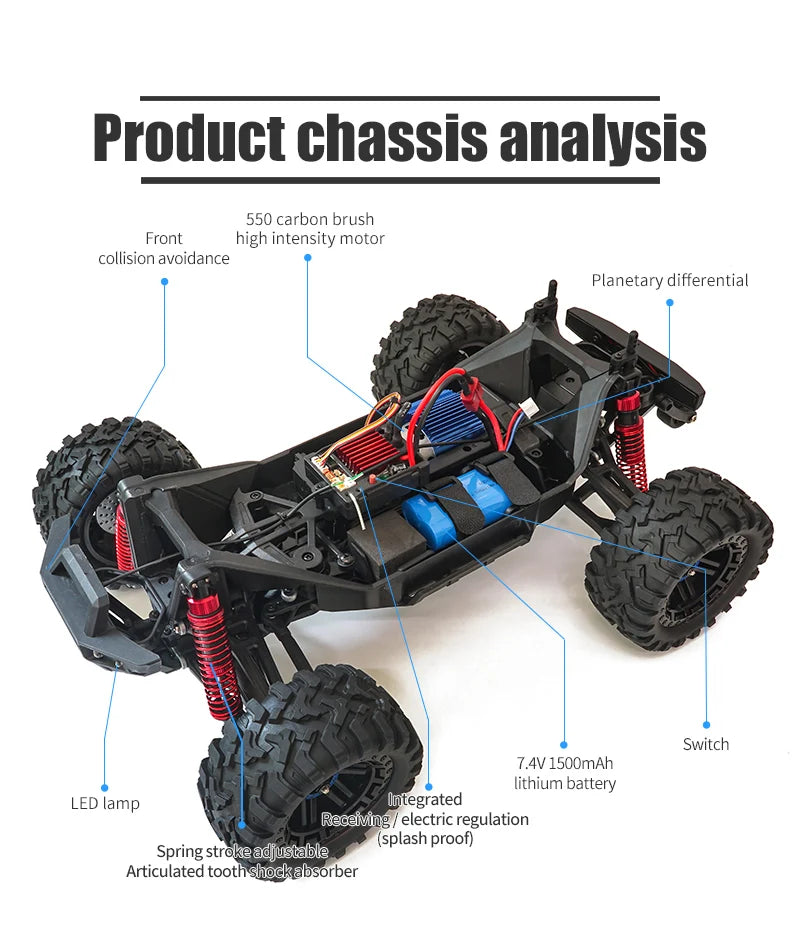 RC Car 1/10 4WD 2.4G Remote Control Car 550 Carbon Brush Strong Motor Drift Off-Road Desert Racing Car Remote Truck Toys