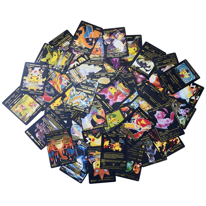 165Pcs Pokemon Gold Foil Card VSTAR VMAX EX GX Cards English French German Spanish Charizard Pikachu Arceus Silver Pokémon Cards