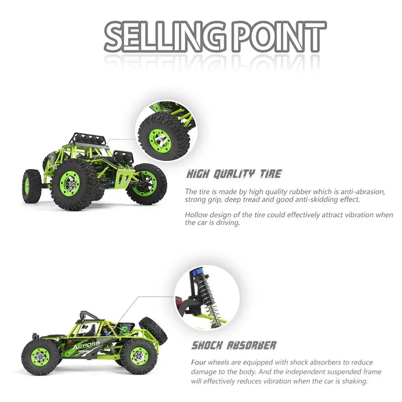 WL 12428 WLtoys 1/12 4WD RC Racing Car High Speed Off-Road Remote Control Alloy Climbing Truck LED Light Buggy Toys Kids Gift