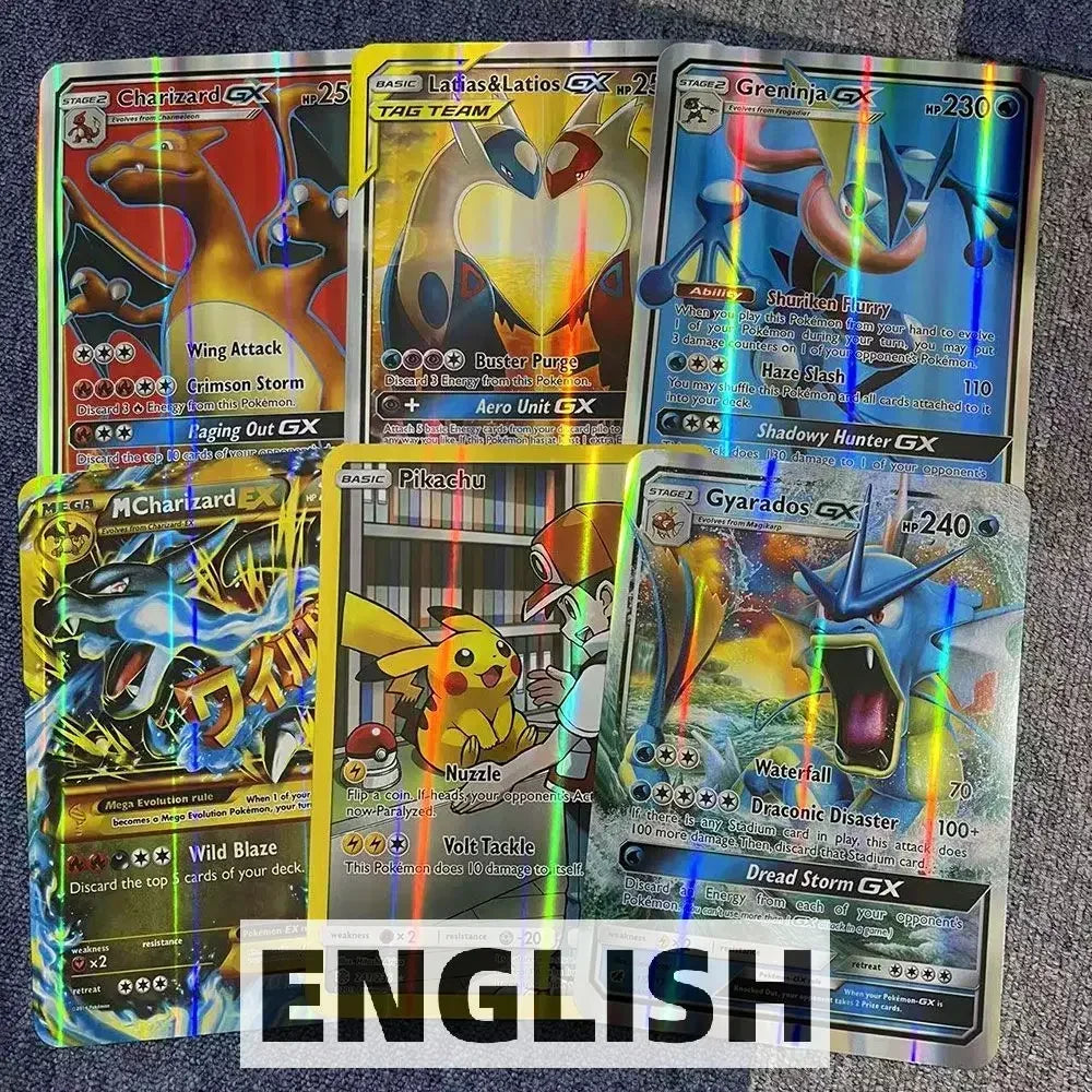 Pokemon 21*15cm Big Rainbow Cards Vstar Pack Oversized Jumbo Letters Spanish German French Vmax GX Arceus Charizard Rare Card